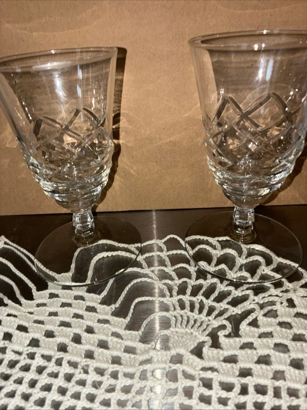 Libbey Clear Cut pattern rock sharpe 4 7/8 inches tall set of 2 great